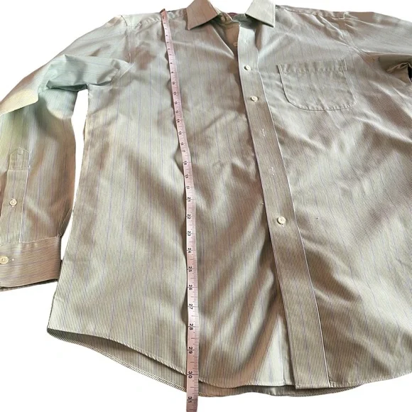 Vintage Brooks Brothers Botton Down Long Sleeve Green Dress Shirt Size 15-4/5 - Picture 8 of 10